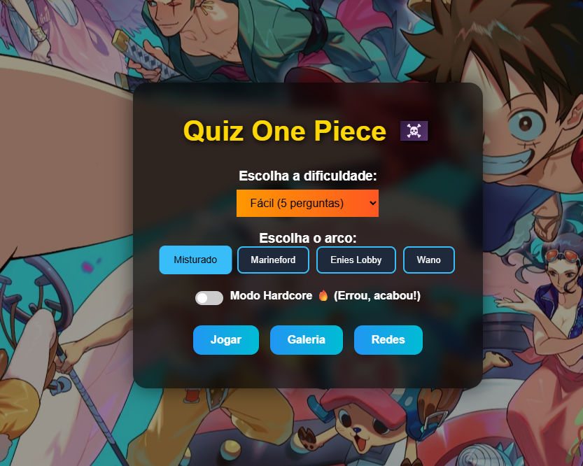 Captura de tela do Quiz One Piece — quiz interativo em React