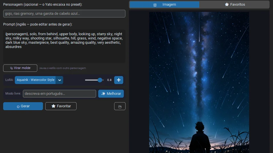 Captura de tela do Yato — assistente de IA 100% local, na aba do estúdio de imagem